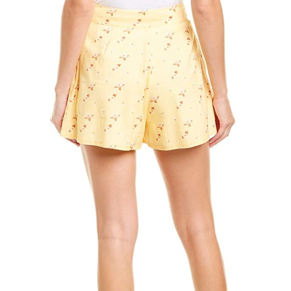 WeWoreWhat We Wore What Etoile Shorts High Waist Flowers Impala Yellow White L - Picture 4 of 16